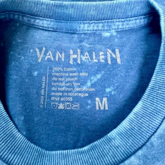 Van Halen Band Shirt Blue Cotton Medium Classic Rock 80s Short Sleeve Graphic - Picture 4 of 9